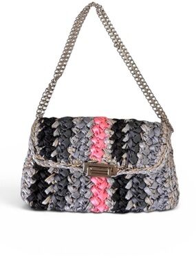 Lorenza Gandaglia Bagatelle Ribbon Crochet Flap Crossbody Bag